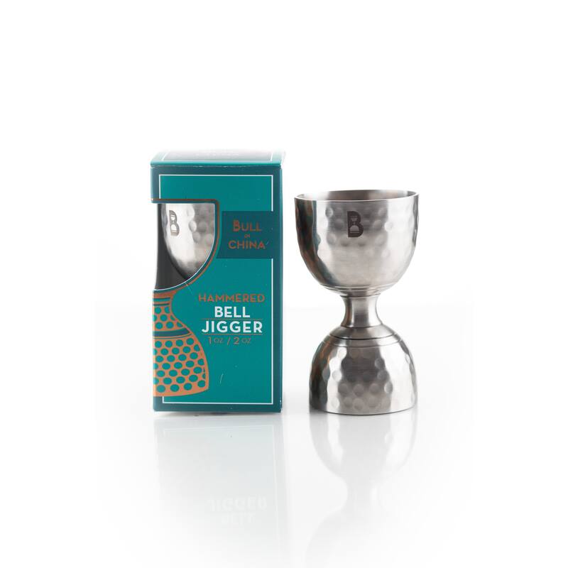 Bull In China 100 Hammered Bell Double Jigger for Bartending, 2 oz 1