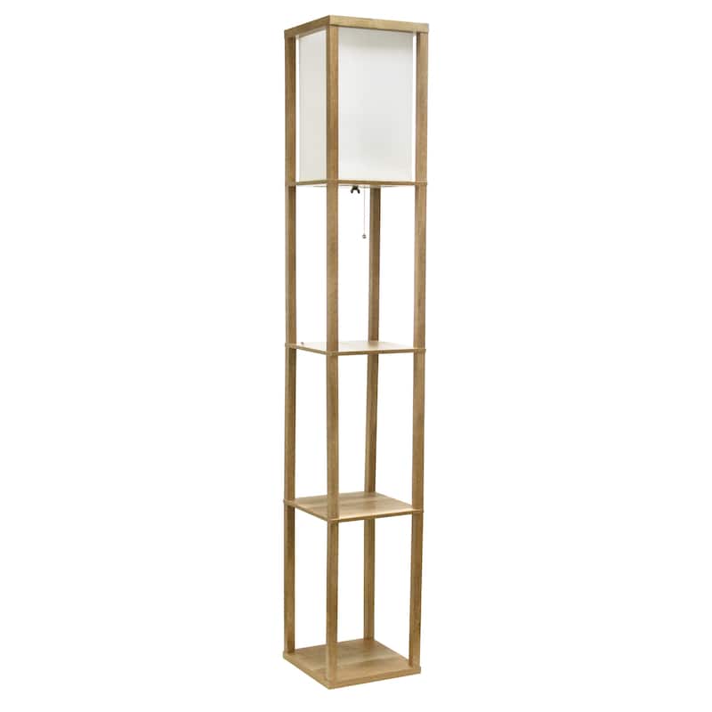 3 Tier Storage Shelf Floor Lamp with Linen Shade - 62.5" - Brown