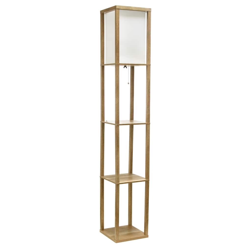 3 Tier Storage Shelf Floor Lamp with Linen Shade - 62.5" - Brown