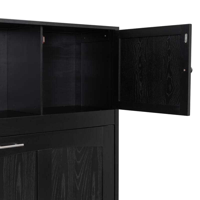 Full Size Murphy Bed with Storage Cabinets and Rustic Black Finish by Harper&Bright Designs