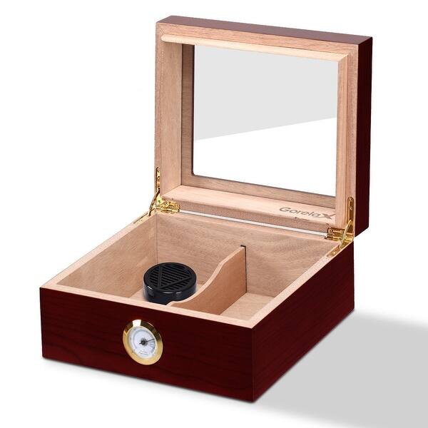 Shop Gymax 25 50 Cigar Humidor Storage Box Desktop Glasstop