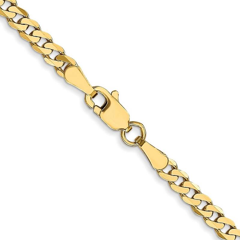 Curata 10k Lobster Claw Closure 2.4mm Flat Beveled Curb Chain Bracelet