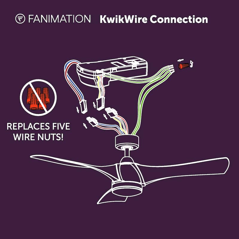 Fanimation Klear 56 inch Indoor/Outdoor Smart Ceiling Fan with LED CCT Select Light Kit and Remote - Brushed Satin Brass & White