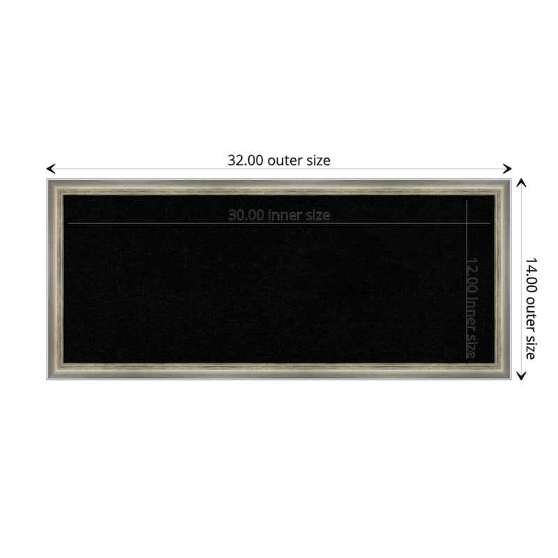 Salon Wood Framed Black Corkboard Bulletin Board - Salon Scoop Silver - Board Size 30x12