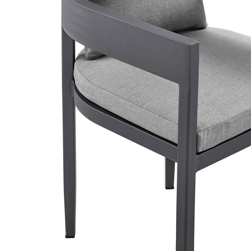 Argiope Outdoor Patio 7-Piece Dining Table Set in Aluminum with Grey Cushions
