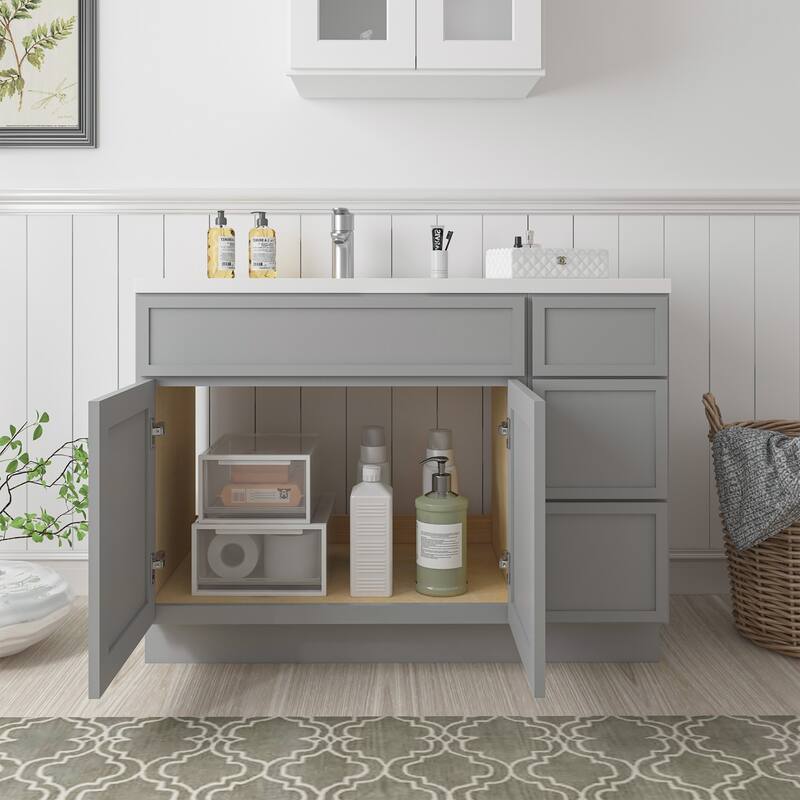 Vanity Art 45" Birch Freestanding Bathroom Vanity Cabinet without Top