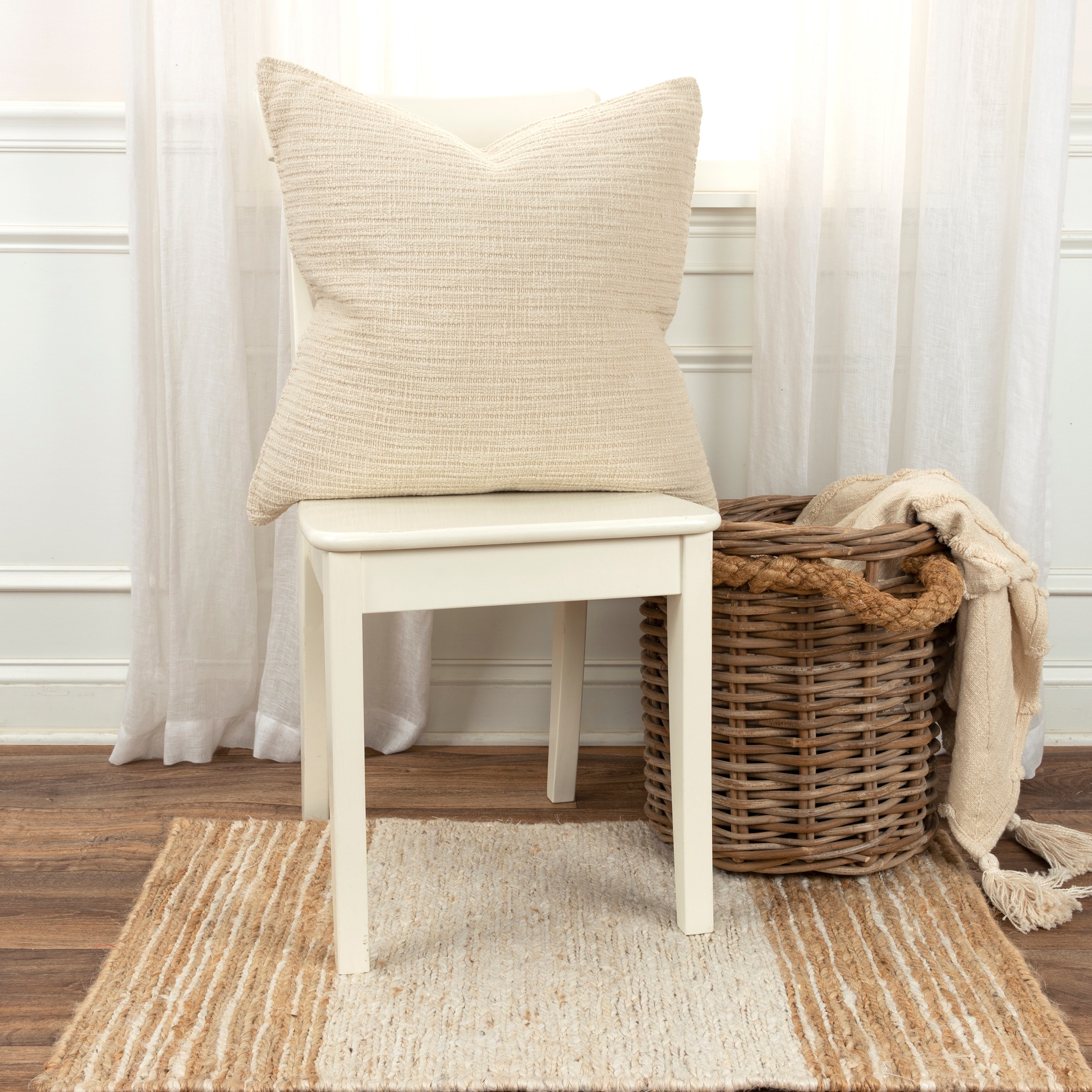 Rizzy Home Textured Stripe Woven Solid Throw Pillow Cover - Picture 15 of 28