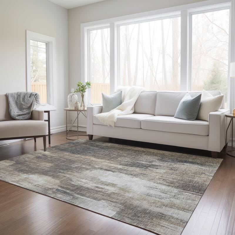 Calu Artistic Abstract Weather Resistant Classic Meets Modern Outdoor Rug