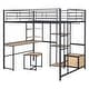 preview thumbnail 5 of 9, Full Size Loft Bed with Desk, Wardrobe, Shelves and Cabinet, Black