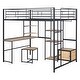 preview thumbnail 3 of 38, Full Size Loft Bed with Desk,Stool,Wardrobe,Shelves and Cabinet for Home
