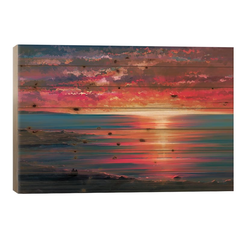Seaside Print On Wood by Alena Aenami - Multi-Color - 18x26x1.5