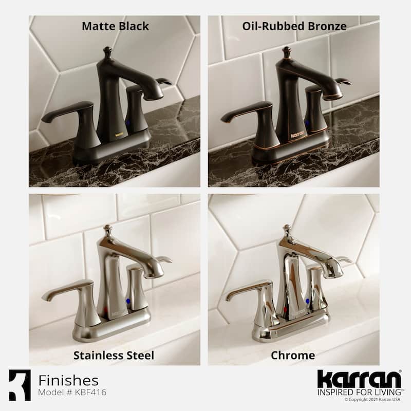 Karran Woodburn Two-Hole 2-Handle Bathroom Faucet with Matching Pop-Up Drain