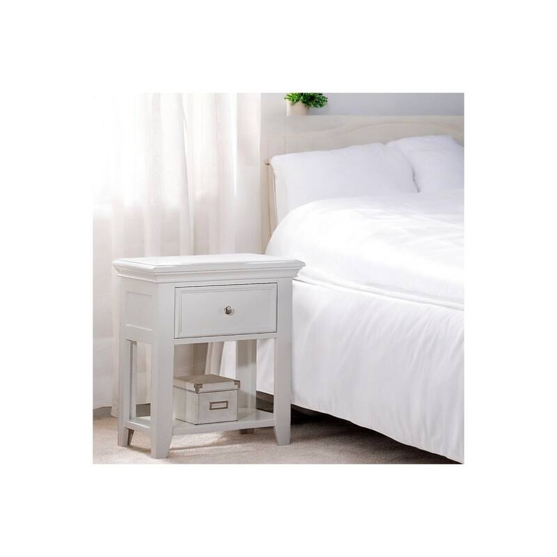 Victorian Nightstand - Elegant Bedside Table with Drawer Storage - Home Stock White Finish