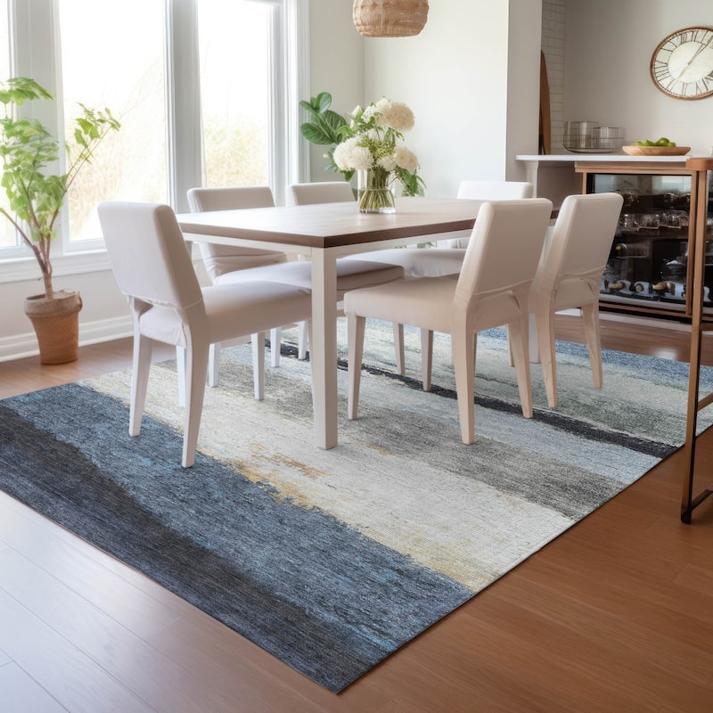 Machine Washable Indoor/Outdoor Watercolor Ombre Chantille Rug