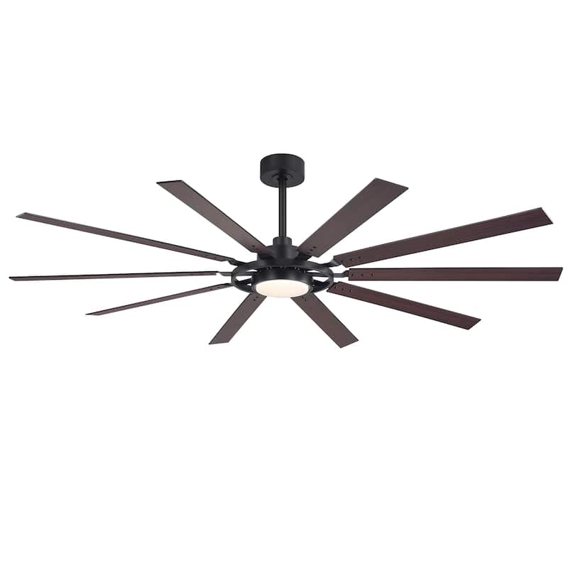 72"/80" Large Windmill Ceiling Fan with Light and Remote(10 Reversible Blades)