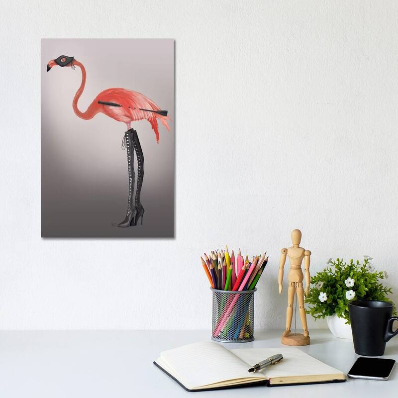 iCanvas "Flamingo with Kinky Boots" by Fab Funky Canvas Print - 12x8x0.75