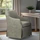 preview thumbnail 15 of 33, Martha Stewart London Upholstered Skirted Dining Arm Chair with Hidden Casters