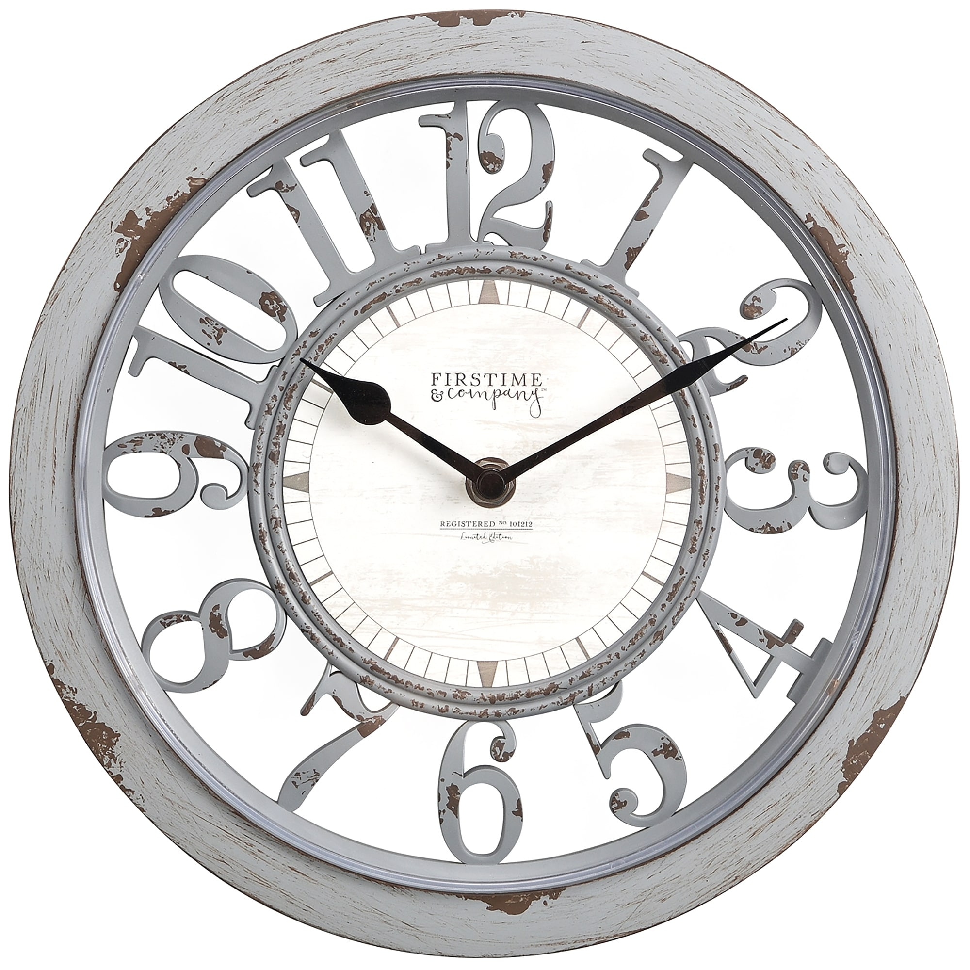 American Crafted 10 x 2 x 10 FirsTime /& Co Contour Wall Clock Distressed Ivory