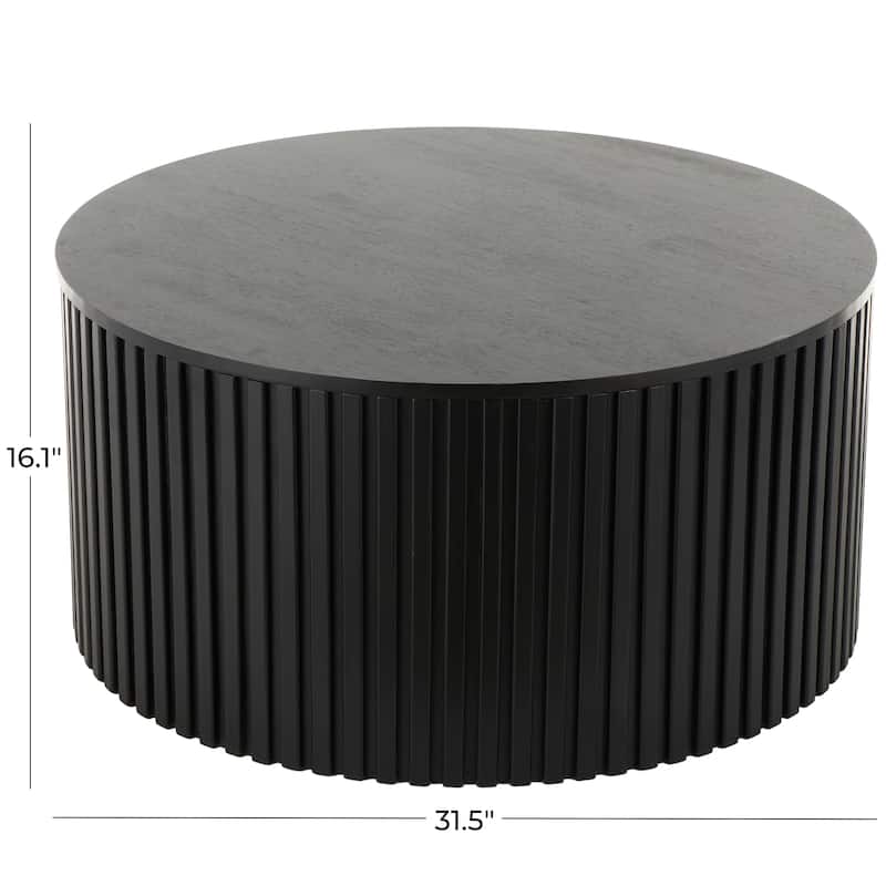 Wood Handmade Ribbed Coffee Table with Slatted Base - Brown or Black - Roche River Decor