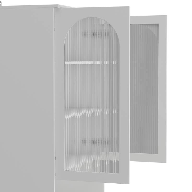 Entryway Cabinet Tempered Glass DoorsStorage Bench with Cushion, Modern Mudroom Hall Tree Organizer with Hidden Storage