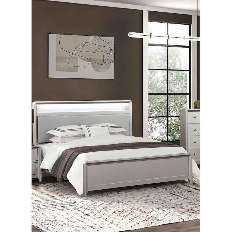 Contemporary Champagne Finish 1PC Bed with USB Ports