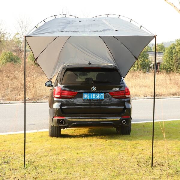 Shop Outsunny Easy Out Self Standing Rooftop Car Awning With Pu Polyester Fabric For Sun Shade Uv Water Protection Overstock 31059726