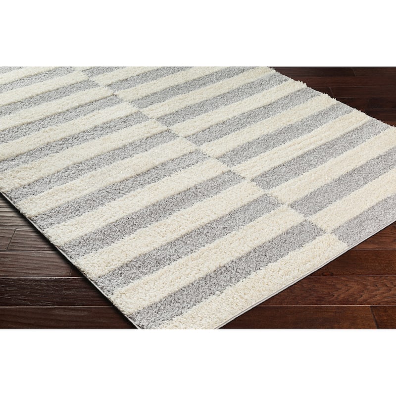 Livabliss Rodos Modern Striped Plush Area Rug