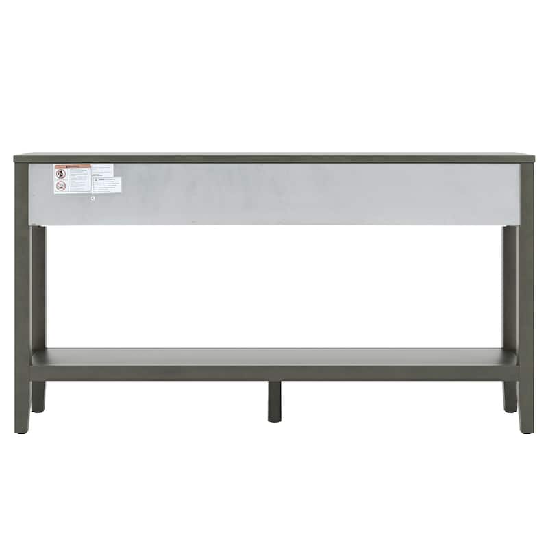 62.2'' Entryway Table, Minimalist Sofa Table with 3 Drawers, Painted Console Table with Bottom Shelf and Iron Handles
