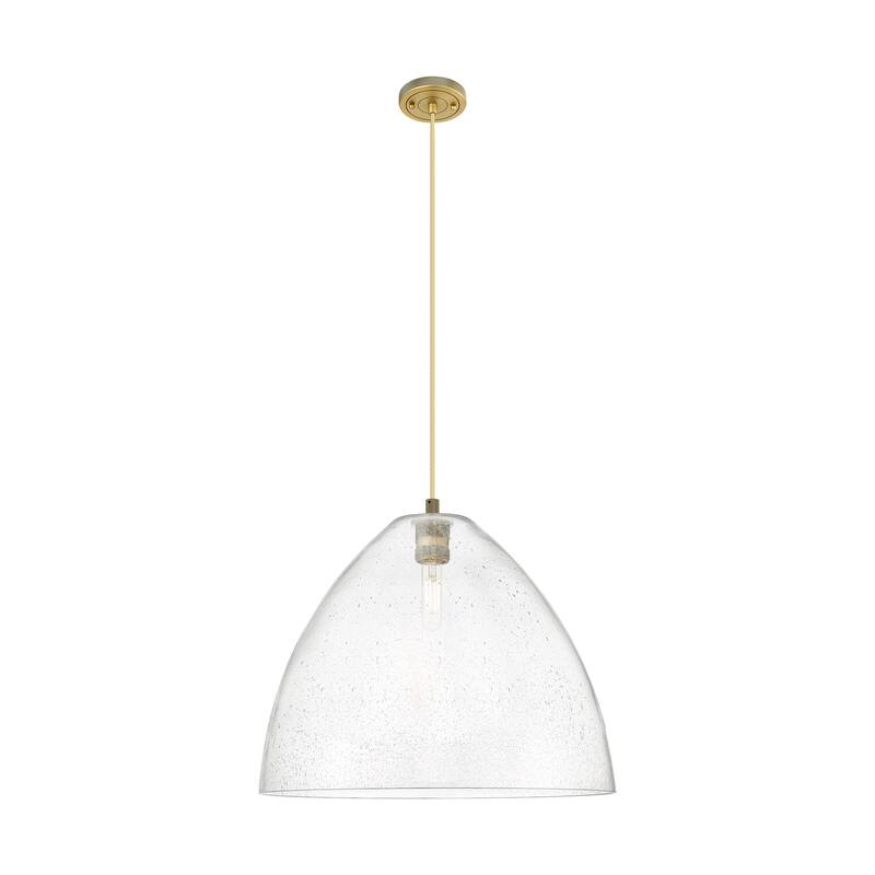 Innovations Lighting Downtown Urban - Crown Point - 1 Light 16" Bristol Cord Hung Pendant - Brushed Brass/Seedy