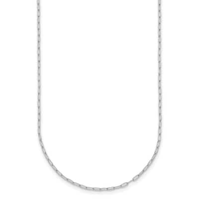 Curata Italian 18k White Gold 1.4mm Oval Chain Necklace For Women (Lobster)