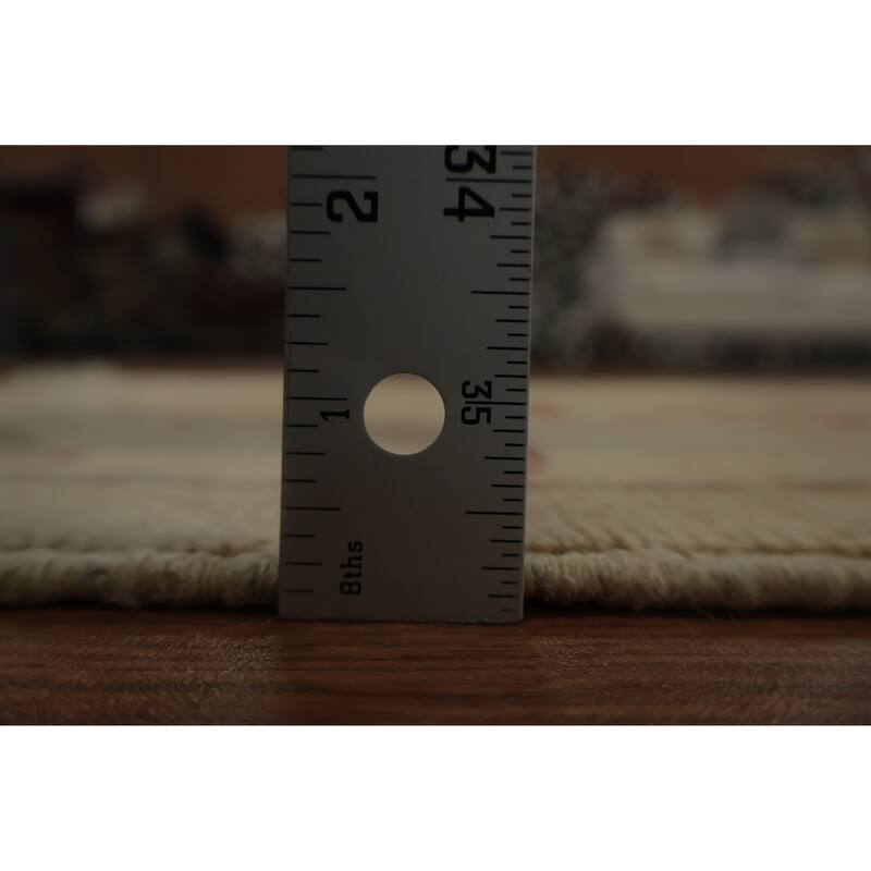 Hand Knotted Oriental 100% Wool Carpet Traditional Floral Beige & Ivories Peshawar Area Rug - 3' 3'' X 1' 8''