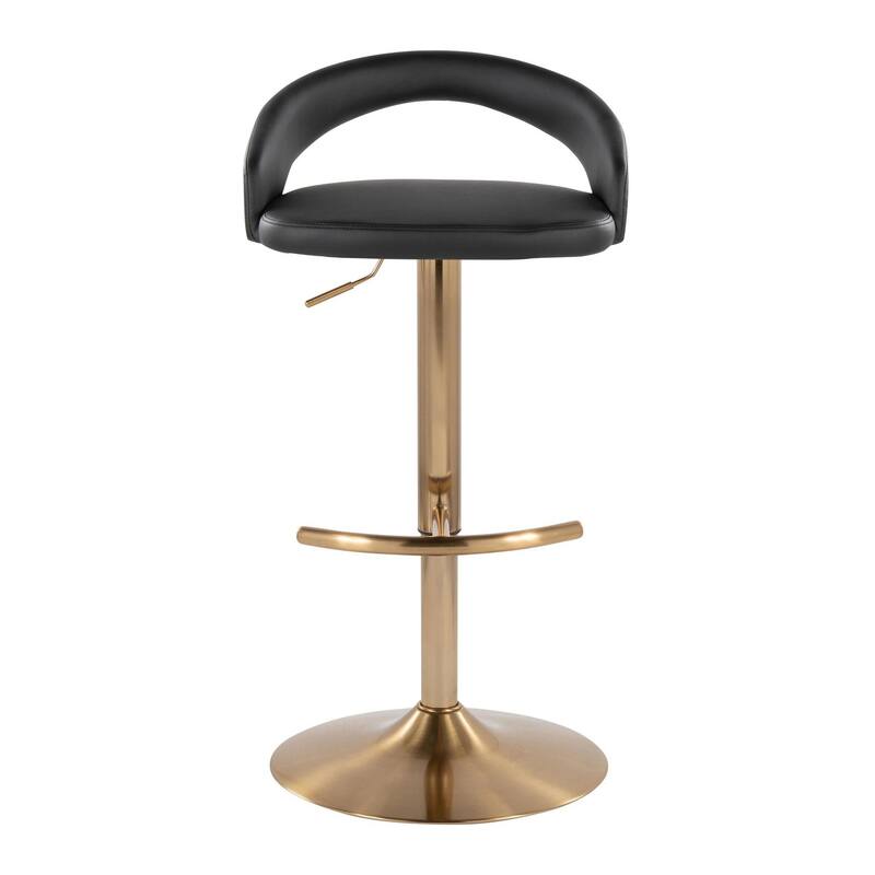 Grotto Upholstered Adjustable Barstool with Gold Metal - Set Of 3