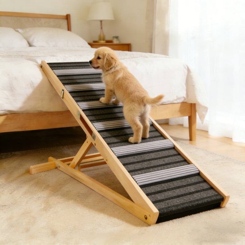 Upgraded 6 Adjustable Height Pet Stairs