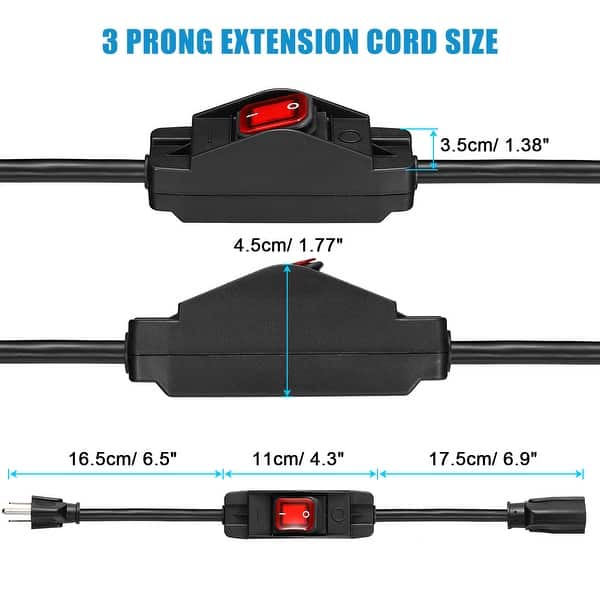 1.5Ft Outdoor Extension Cord with Waterproof Switch 1875W 14AWG 3 Prong