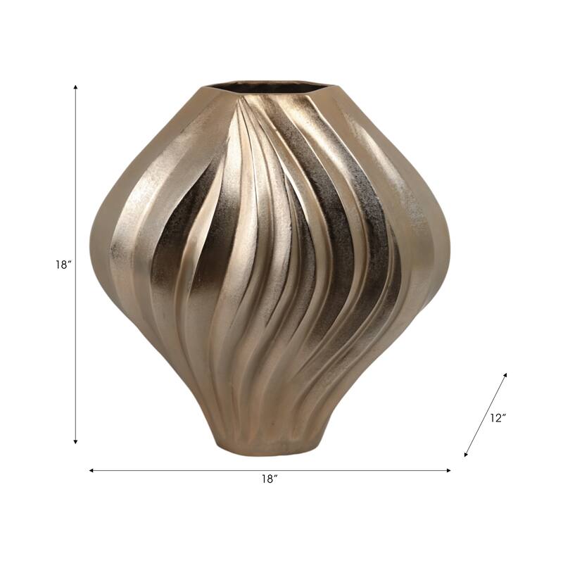 Aluminum Vase Twisted Sculptural Handcrafted Curved Contoured Shape