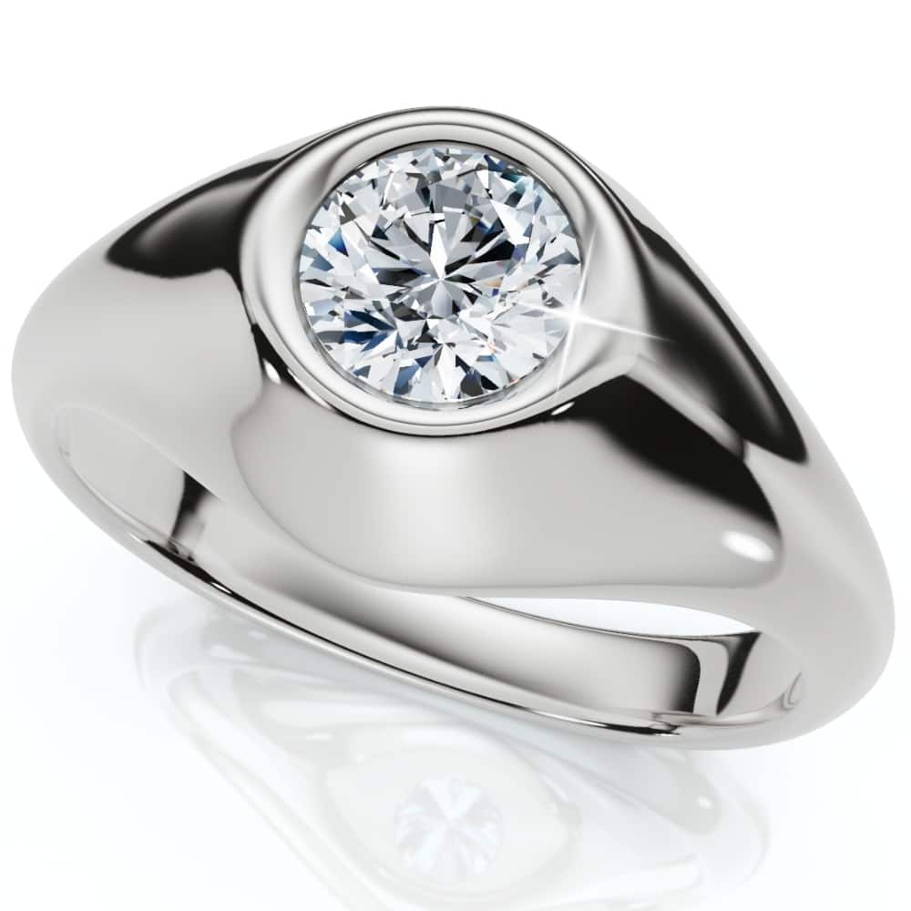 Mens Solitaire Round Diamond Ring 1Ct Anniversary Pinky Ring Gold Lab Grown