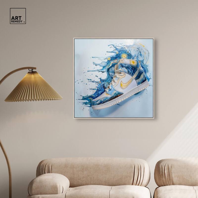 Starry Night Sneaker Splash Canvas by Art Remedy