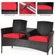 preview thumbnail 13 of 19, Costway Patio Rattan Conversation Set Loveseat Sofa Cushioned Coffee - See Details