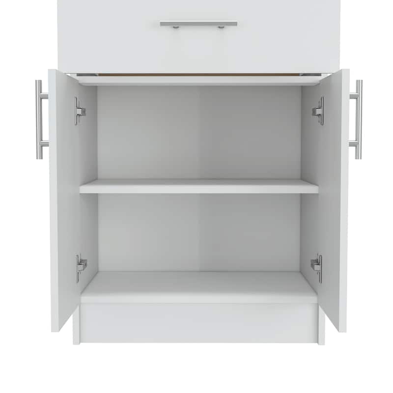 TUHOME Mayorca Multi-Storage Pantry Cabinet with 2 Interior Shelves, Drawer, and Metal Handles