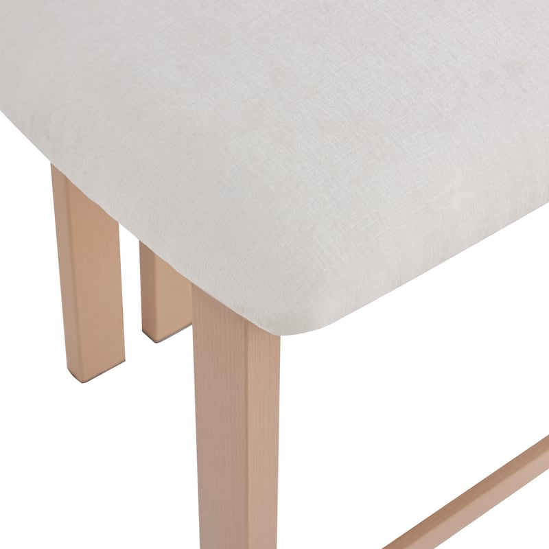 26.5" Stylish Round Stools with Low Back - Upholstered Seat & Natural wood color Metal Frame for Kitchen & Dining