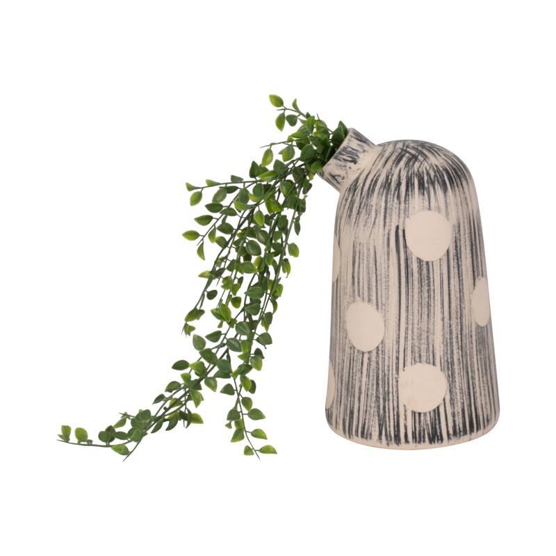 Sagebrook Home Stoneware Blue/Ivory Striped polka Dot Vase