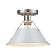 preview thumbnail 2 of 0, Yep by Golden Lighting Orwell 1-light Flush Mount in Pewter and Dusky Blue shade - Silver