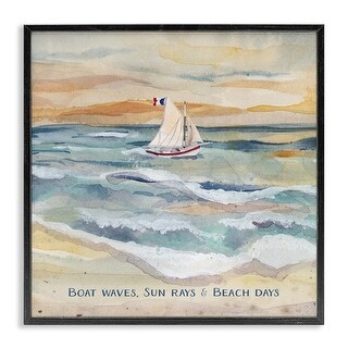 Stupell Boat Waves Sun Rays Beach Days Framed Giclee Art Design By ...