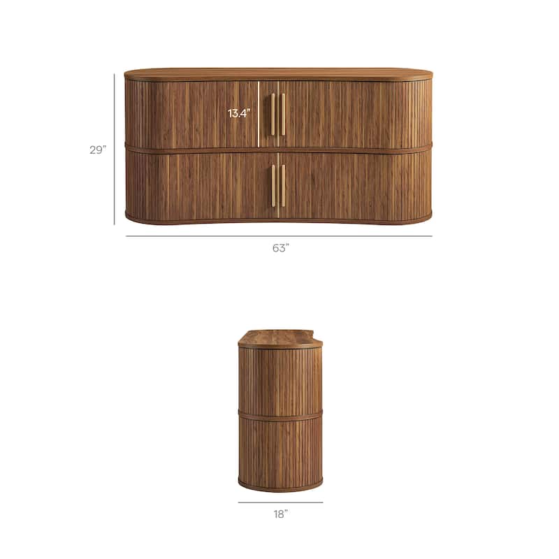 Radcliffe 63" Curved Fluted Sideboard Buffet Cabinet