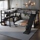 preview thumbnail 15 of 29, L-Shaped Metal Bunk Bed and Loft Bed with Desk, Storage Shelves and Slide Twin XL over Queen bunk bed with Twin XL loft bed