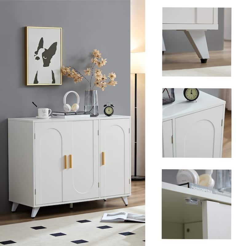 Modern Buffet Cabinet Sideboard with 3 Doors and Removable Shelves