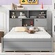 preview thumbnail 17 of 30, Full Size Platform Bed with Headboard Shelves,Within Charging Station and Drawers Gray