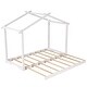 preview thumbnail 5 of 9, Twin XL/King Size House Platform Bed with Trundle, Roof Design for Kids Teens, Wooden House Bedframe w/Customizable Themes,White