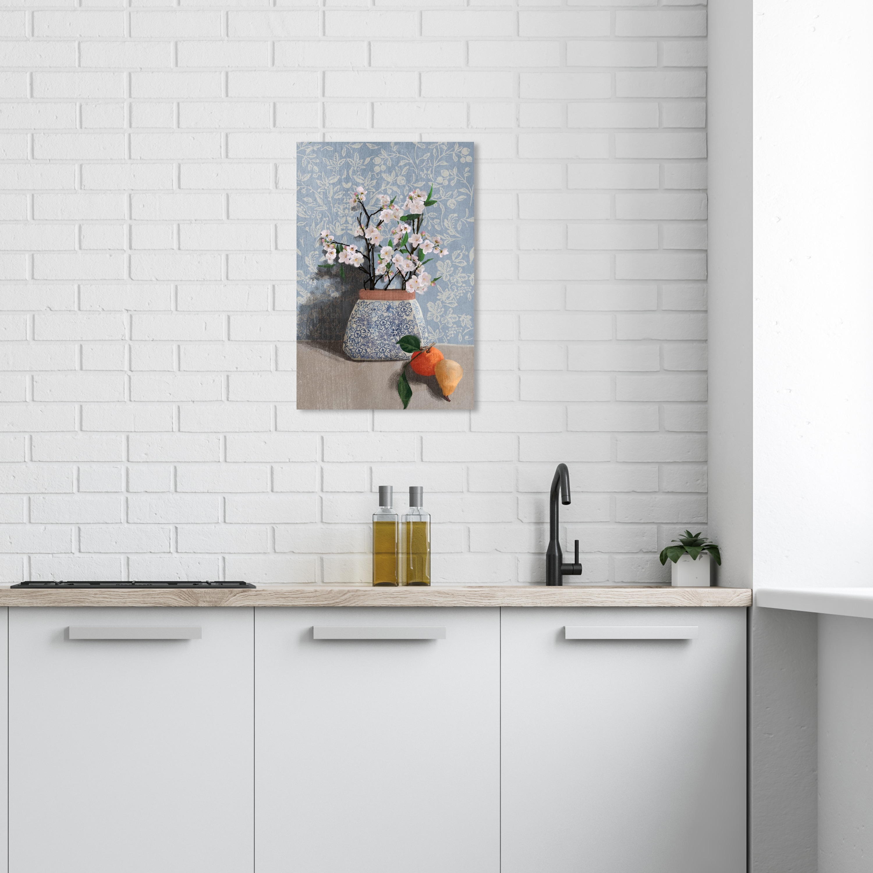 Wynwood Studio Canvas Floral and Botanical Blue Contemporary Table Wall Art Canvas Print