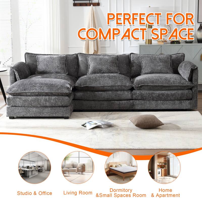 Chenille Fabric L-Shape Comfy Oversized three-seat Modular Sectional Sofa